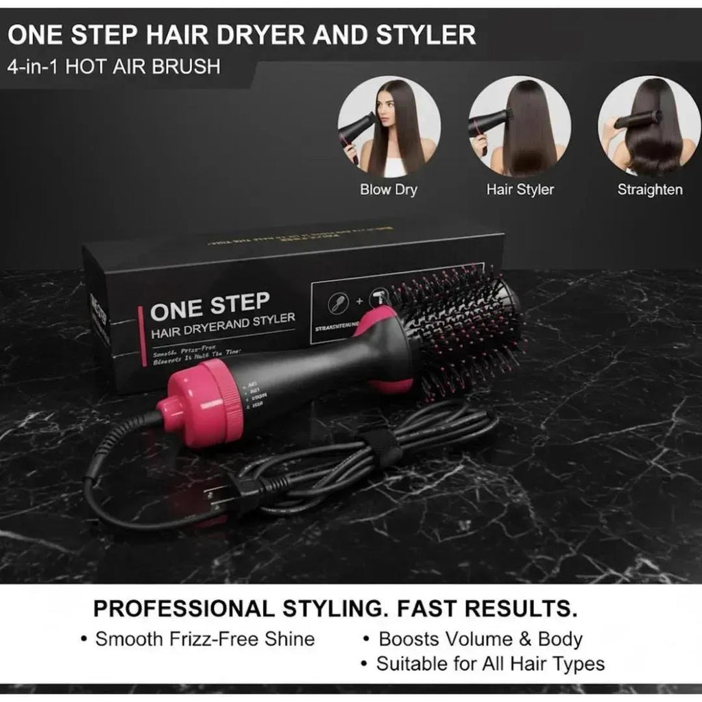 4-in-1 Hair Dryer Brush With Comb and Curler