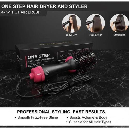 4-in-1 Hair Dryer Brush With Comb and Curler