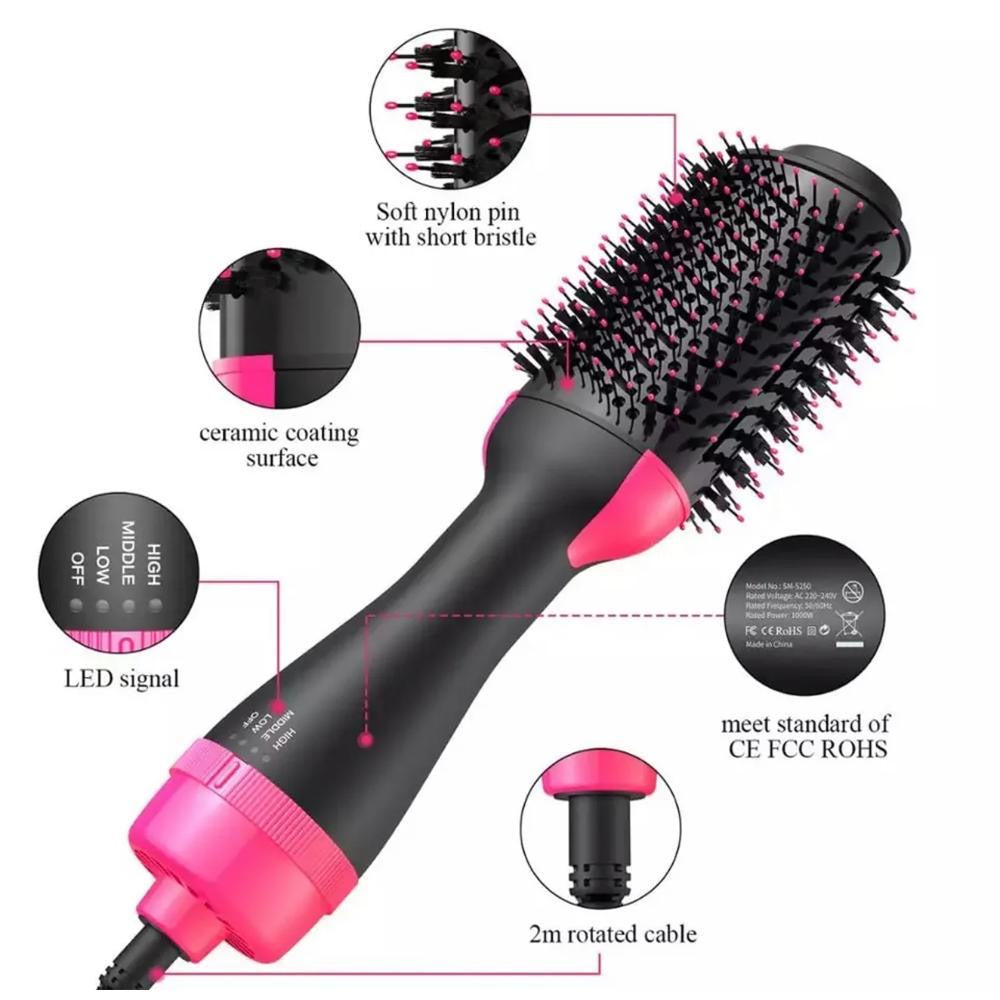 4-in-1 Hair Dryer Brush With Comb and Curler